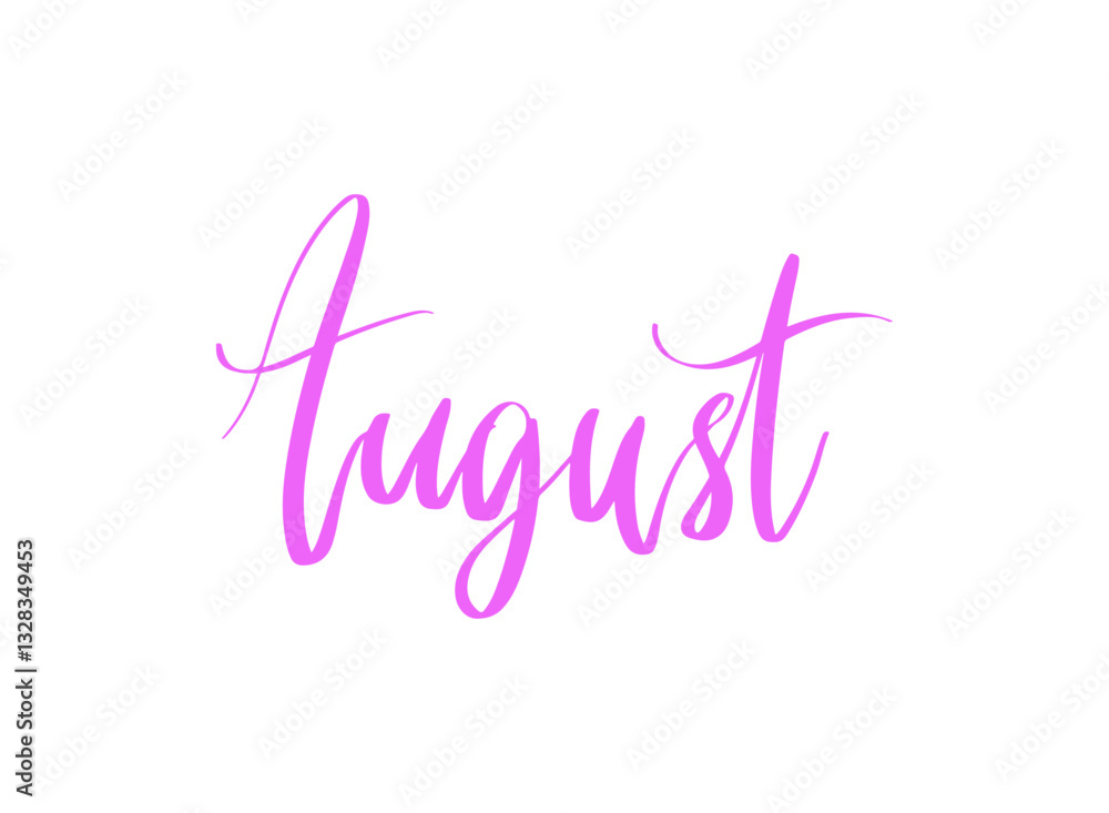 Illustration of an Colorful August Month Lettering Illustration of an Colorful August Month Lettering