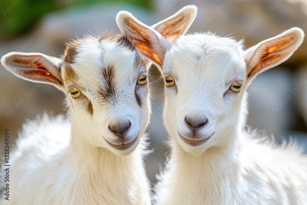 Detailed Image of Little Baby Goats with Cute Muzzles Detailed Image of Little Baby Goats with Cute Muzzles