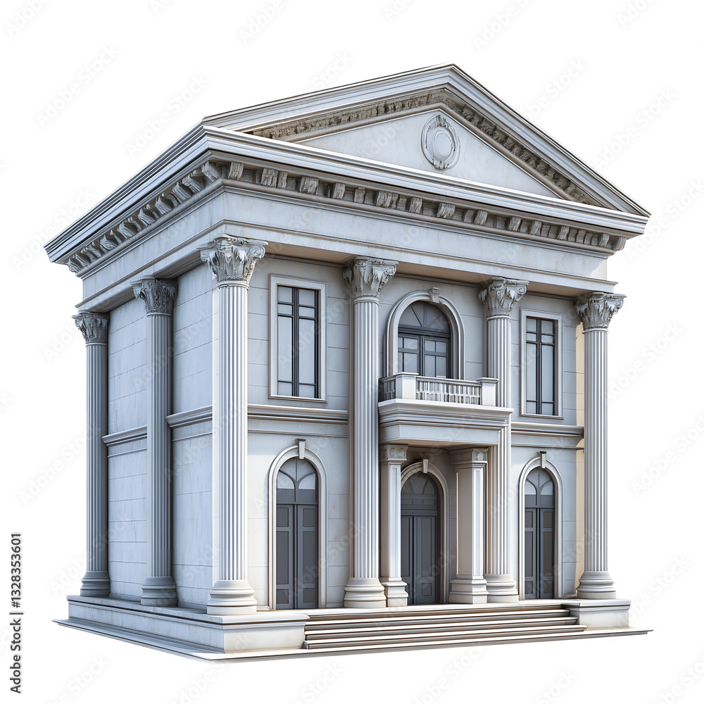 Obraz premium Neoclassical Bank Building with Ornate Marble Facade and Impressive Columns