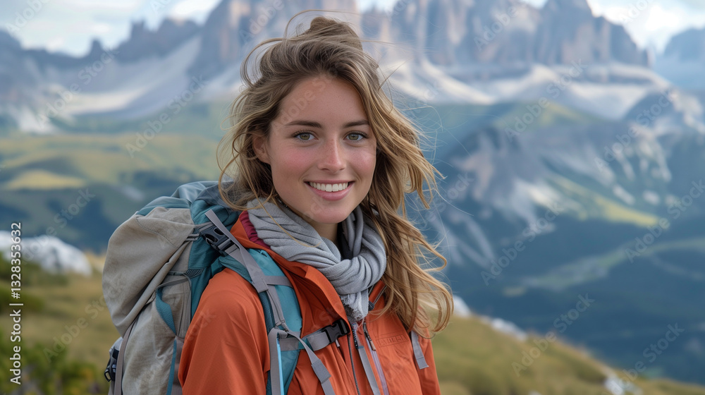 woman traveler looking at mountains and forest view woman traveler looking at mountains and forest view
