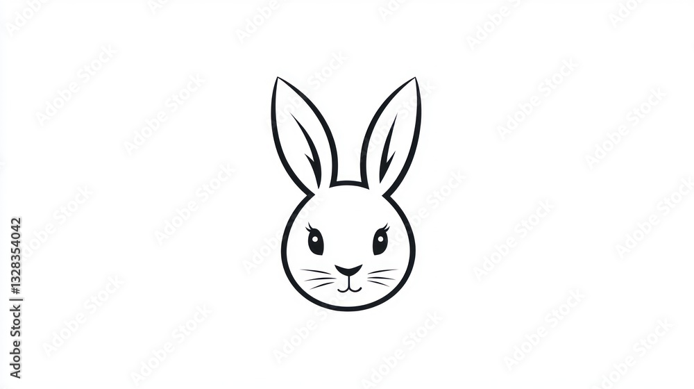 Simple line art rabbit head illustration Simple line art rabbit head illustration