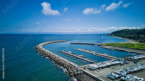 Konstfotografi Aerial View of a Small Port in Toyama Prefecture