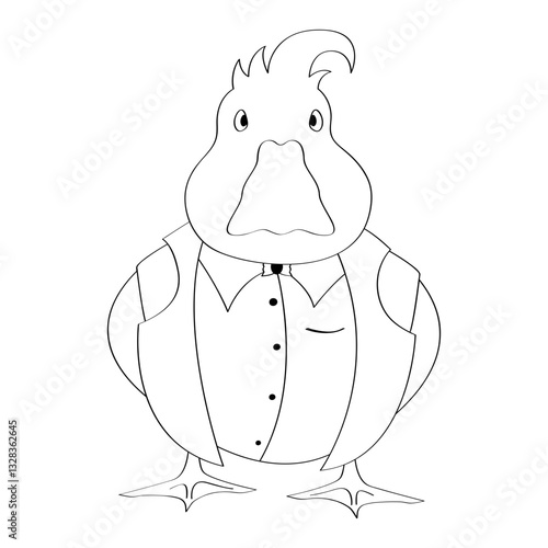 vector of duck mascot black and white