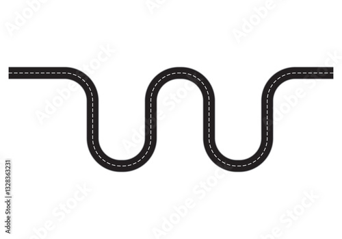 Road design  Asphalt road with turns on Vector illustration white background