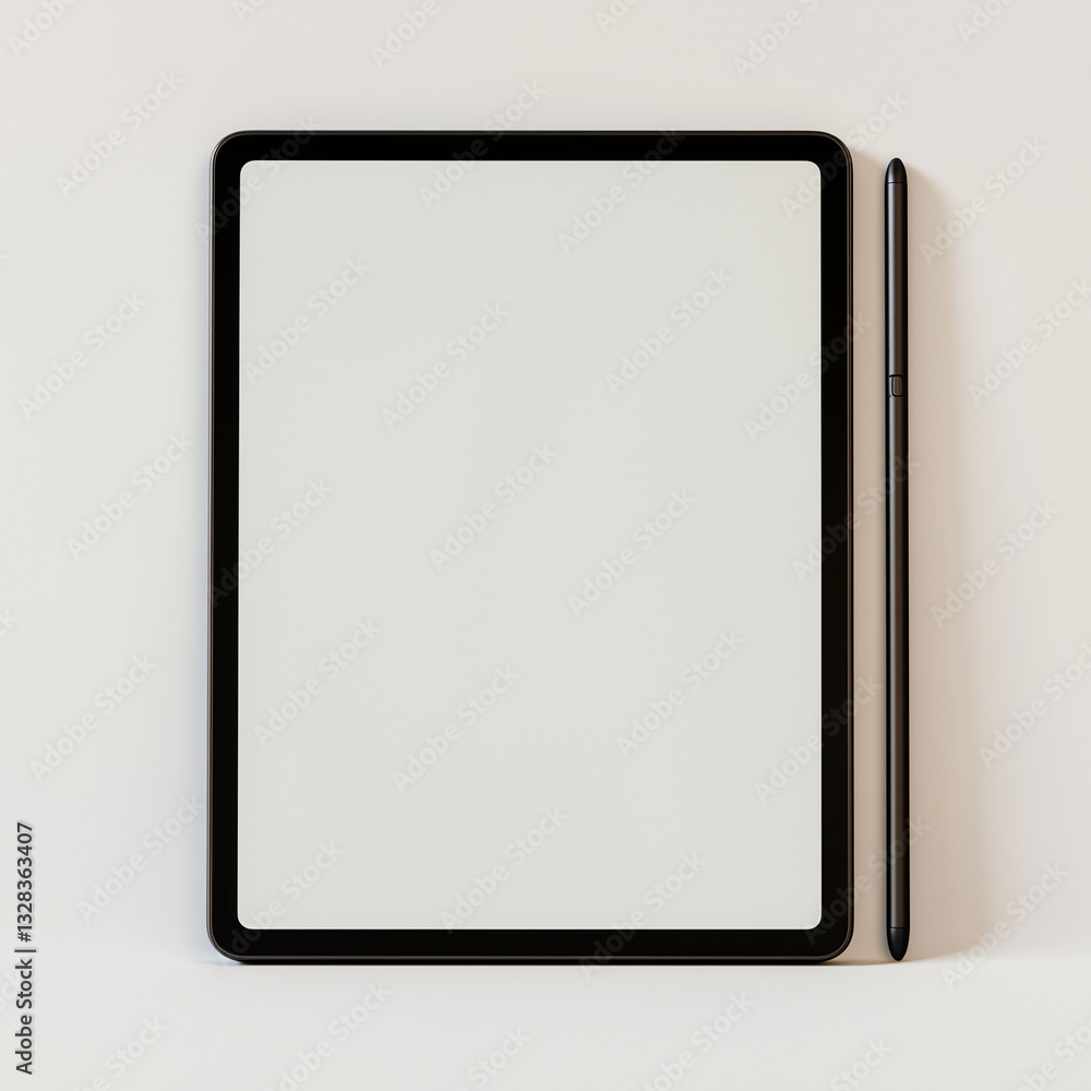 Tablet with Stylus on White Background Tablet with Stylus on White Background
