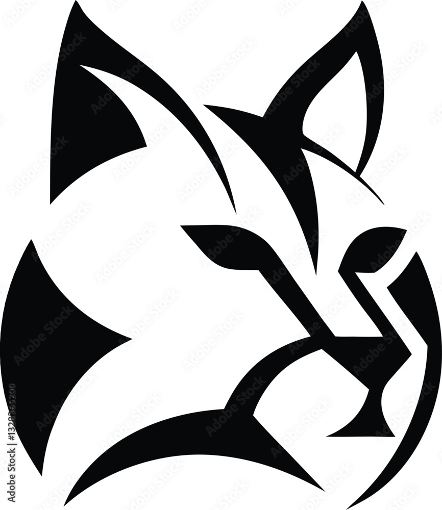 Minimalist Wild Cat Silhouette Logo in Monochrome Design Minimalist Wild Cat Silhouette Logo in Monochrome Design