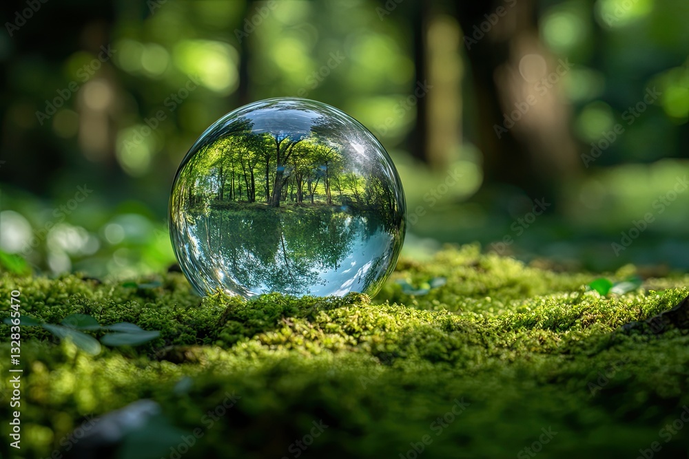 Globe-shaped crystal ball on a bed Globe-shaped crystal ball on a bed