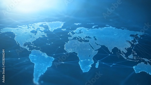 Digital map of the world with network connections, glowing and modern