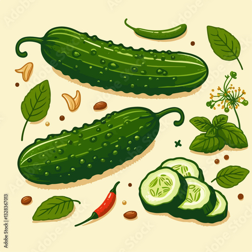 set of cucumber and tomato