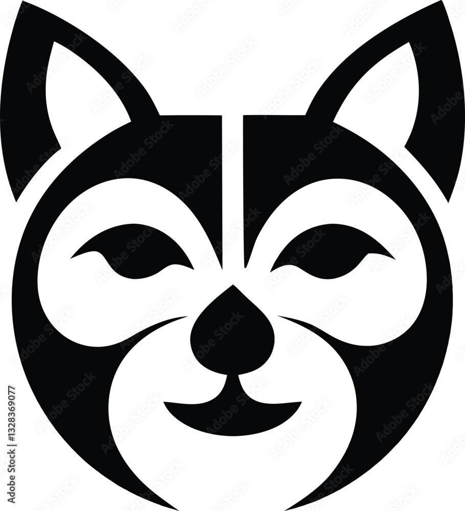Dog Face Logo Silhouette Vector Illustration - Minimal Monochrome Icon for Modern Pet and Wildlife Designs Dog Face Logo Silhouette Vector Illustration - Minimal Monochrome Icon for Modern Pet and Wildlife Designs