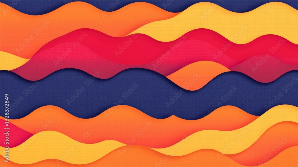 Abstract wavy layers in vibrant orange, red, and yellow hues against a dark blue background. Creates a dynamic, layered effect Abstract wavy layers in vibrant orange, red, and yellow hues against a dark blue background. Creates a dynamic, layered effect