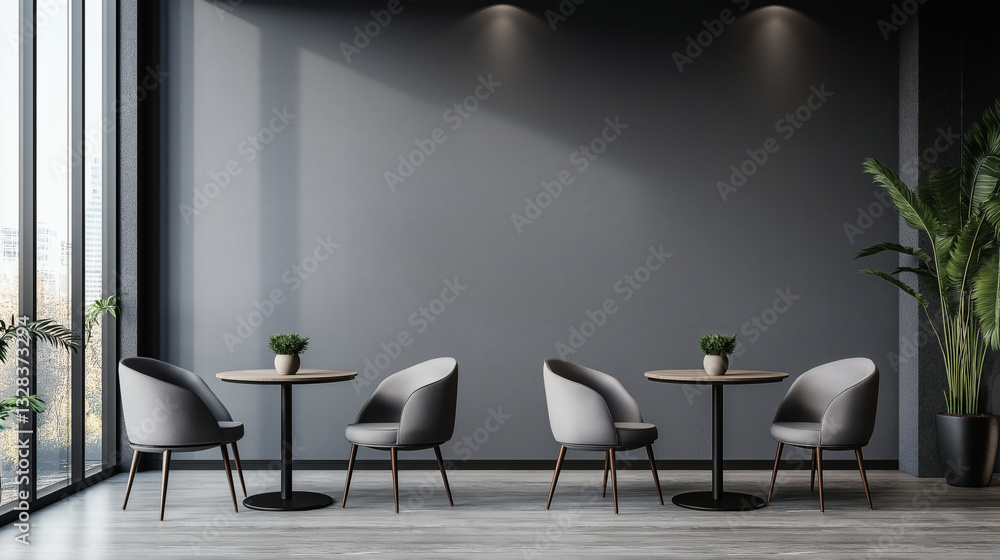 Fototapeta premium Modern Minimalist Cafe with Grey Tones