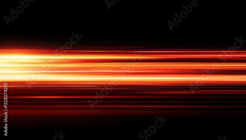 Abstract image of horizontal orange and red light streaks on a black background, resembling motion or speed