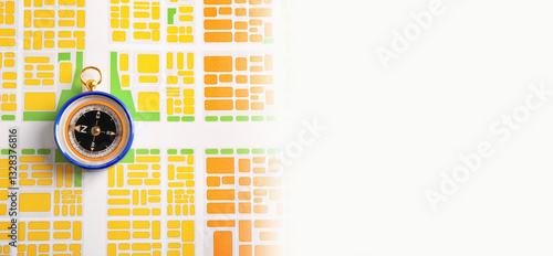 Compass on city map