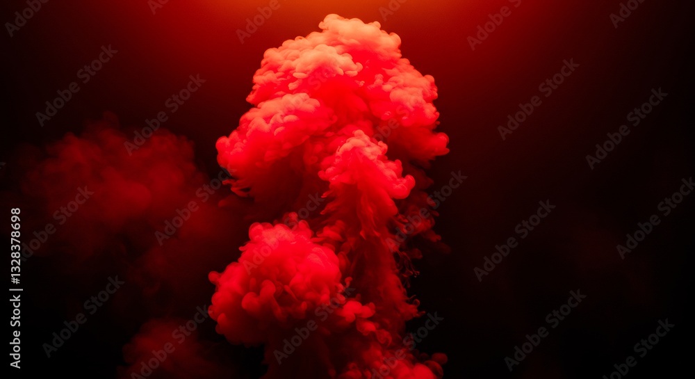 Fototapeta premium Crimson Smoke Explodes Dark Background. AI Generated