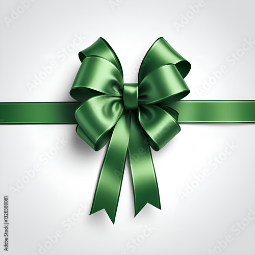 An attractive Green ribbon bow on a white background.