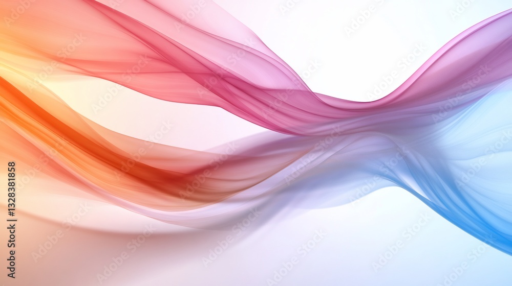 Flowing abstract waves in vibrant orange, pink, and blue colors on white background Flowing abstract waves in vibrant orange, pink, and blue colors on white background