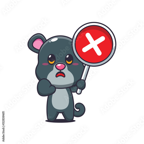 Panther cartoon vector illustration with wrong sign