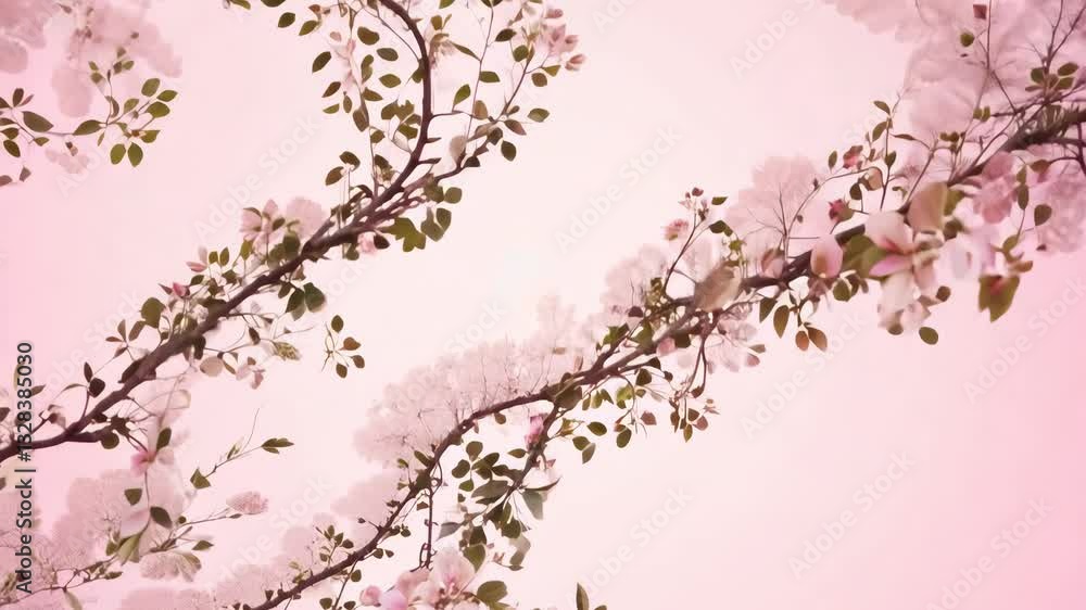 Gentle Silhouettes of Flowering Vines Fluttering on a Soft Pastel Pink Backdrop Gentle Silhouettes of Flowering Vines Fluttering on a Soft Pastel Pink Backdrop