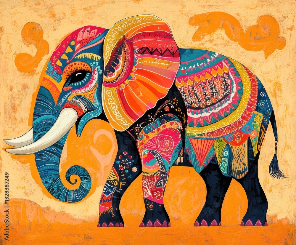 Obraz premium Elephas maximus in vibrant colors
