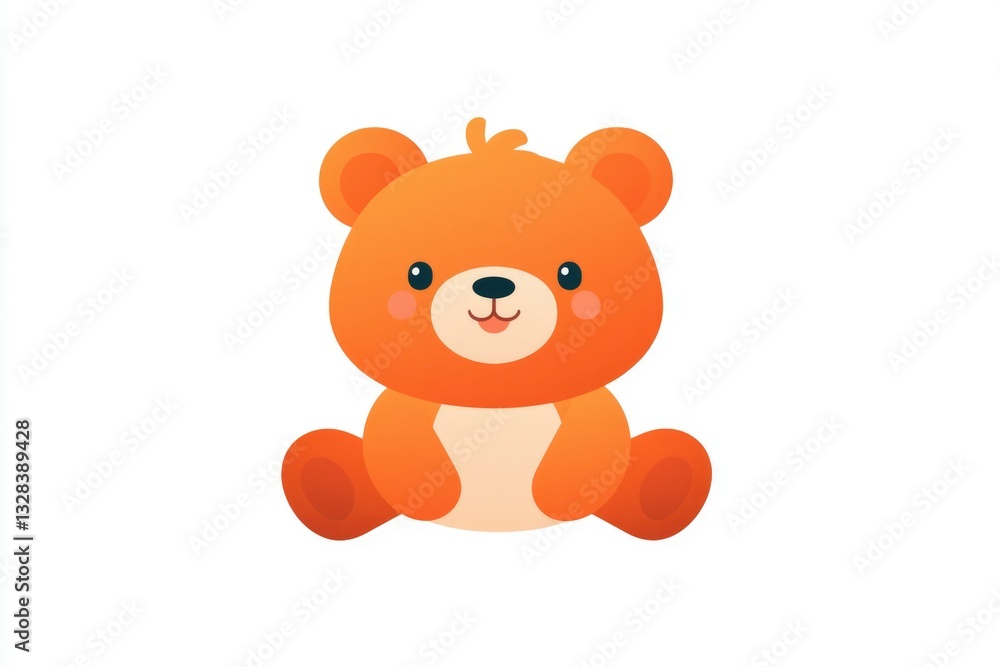 Adorable cartoon orange bear cub sitting. Cute illustration Adorable cartoon orange bear cub sitting. Cute illustration