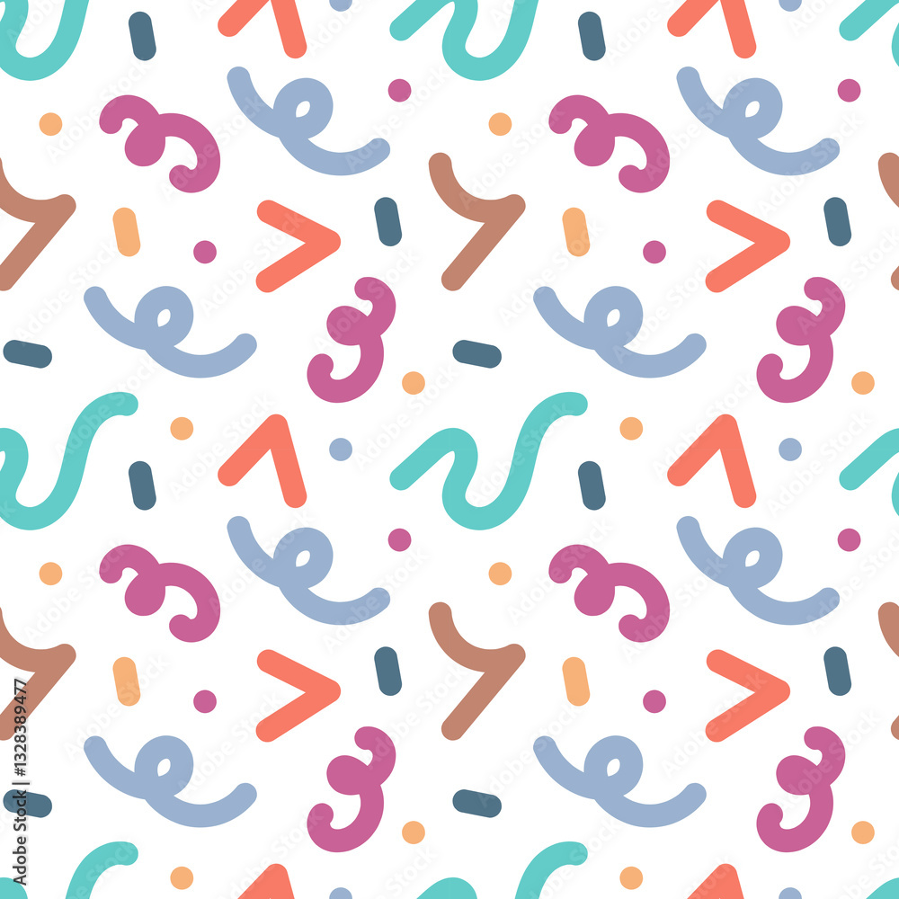 Seamless pattern with simple colored linear doodles. Children's background. Seamless pattern with simple colored linear doodles. Children's background.