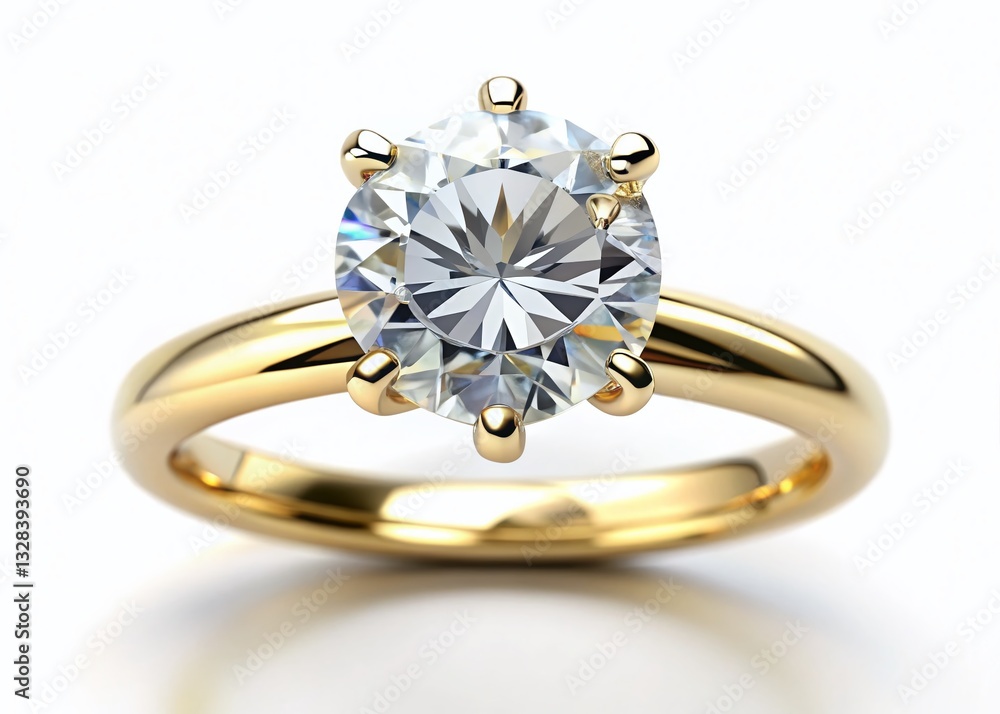 Solitaire Diamond Ring in Yellow Gold - Aerial Drone Shot Solitaire Diamond Ring in Yellow Gold - Aerial Drone Shot
