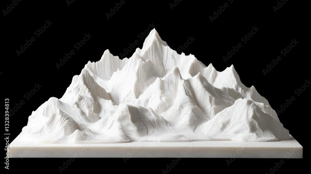 White marble mountain range model, detailed texture, miniature landscape White marble mountain range model, detailed texture, miniature landscape