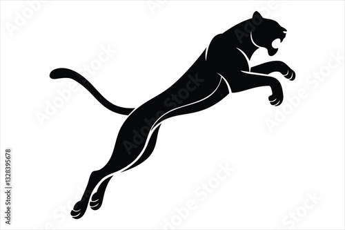 Simple Black Panther Silhouette Design.