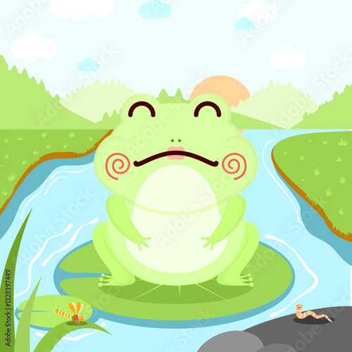 Cute little frog with beautiful background image