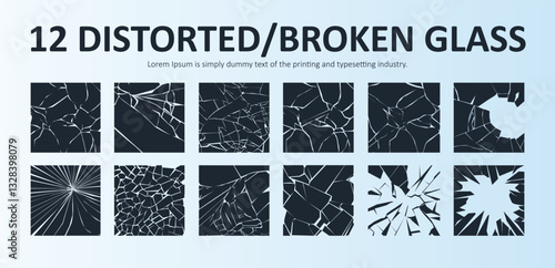 Explore 12 meticulously crafted distorted and broken glass silhouette shapes, designed to elevate your creative projects. These versatile vector shapes are perfect for adding a modern, abstract, or ed
