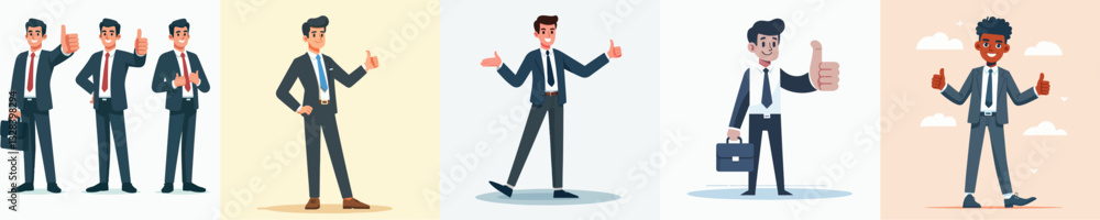 Career man with thumb vector set image Career man with thumb vector set image