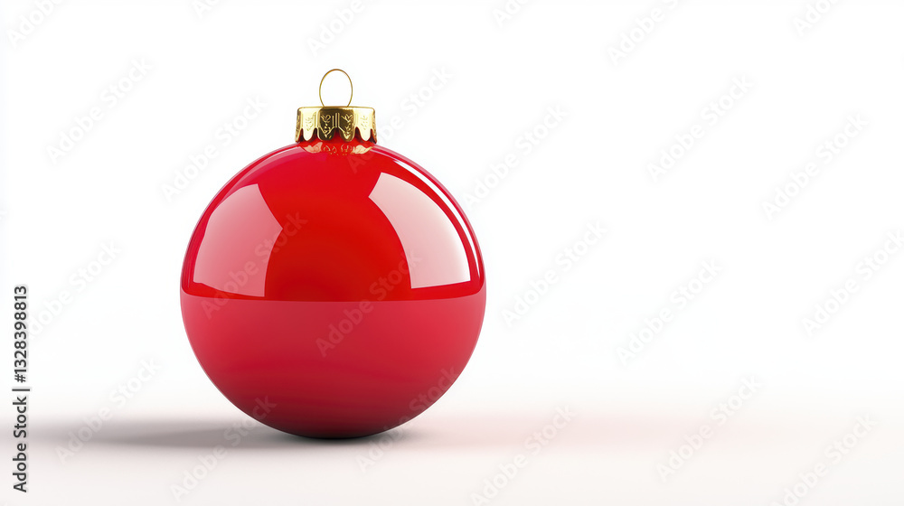 Shiny red Christmas ornament with gold cap, perfect for festive decor Shiny red Christmas ornament with gold cap, perfect for festive decor