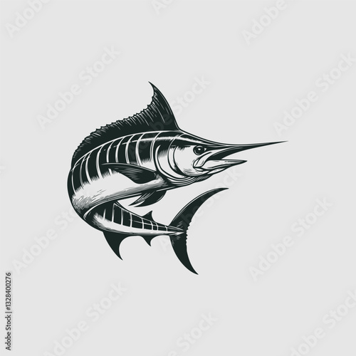 Marlin fish hand drawn illustration