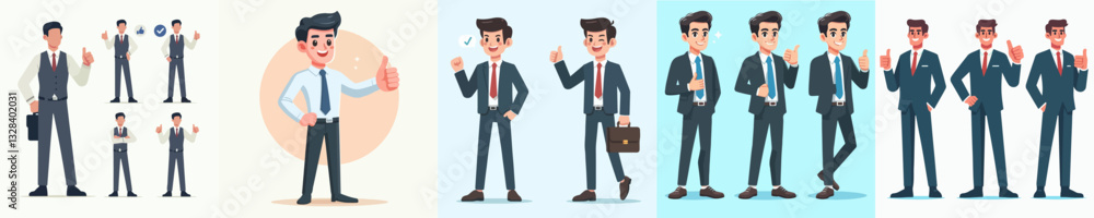 Career man with thumb vector set image Career man with thumb vector set image