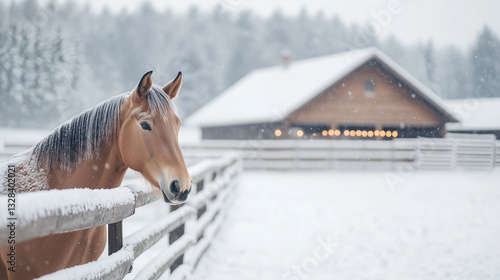 Serene Winter Barn Scene: M...