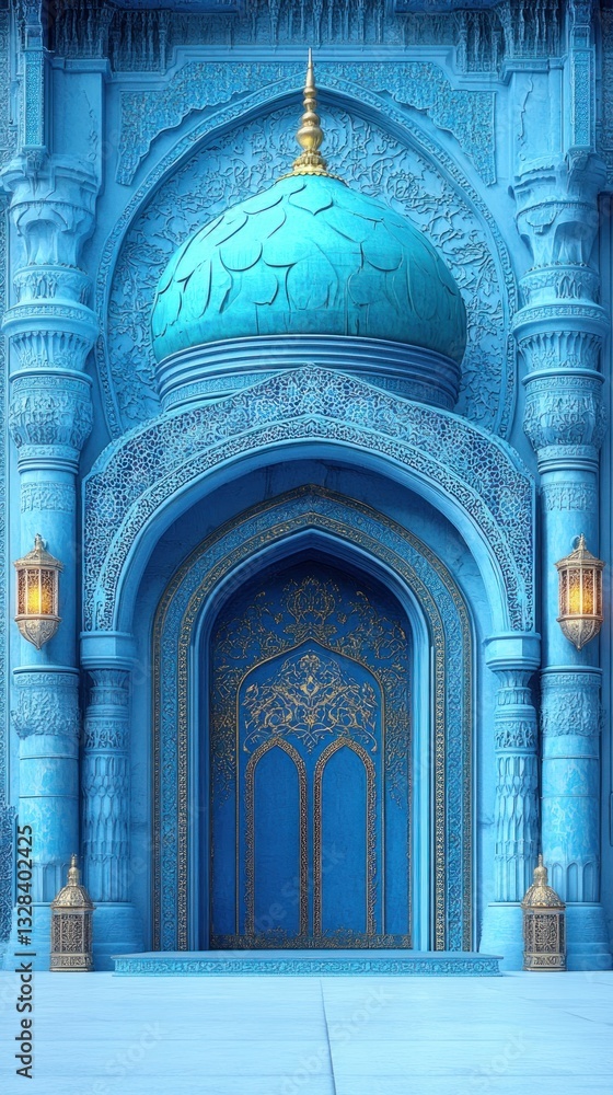 Fototapeta premium A detailed rendering of a blue architectural structure with a dome