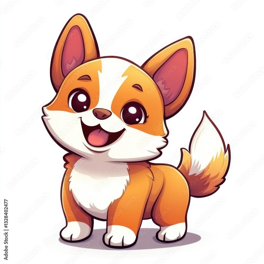 Adorable cartoon puppy dog with bright orange and white colors Adorable cartoon puppy dog with bright orange and white colors