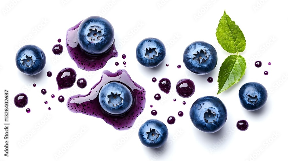 Blueberries jam spots drops and lines isolated Blueberries jam spots drops and lines isolated