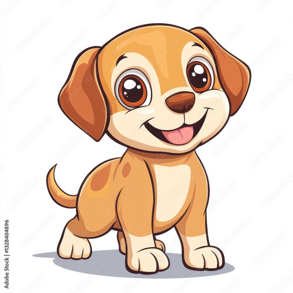 Obraz premium A cheerful cartoon puppy standing and smiling with happy expression