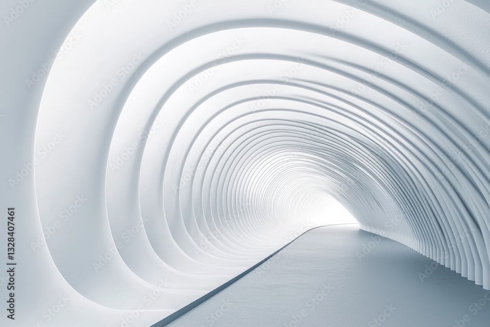 Sleek, white 3D tunnel symbolizing cutting-edge design principles. Sleek, white 3D tunnel symbolizing cutting-edge design principles.