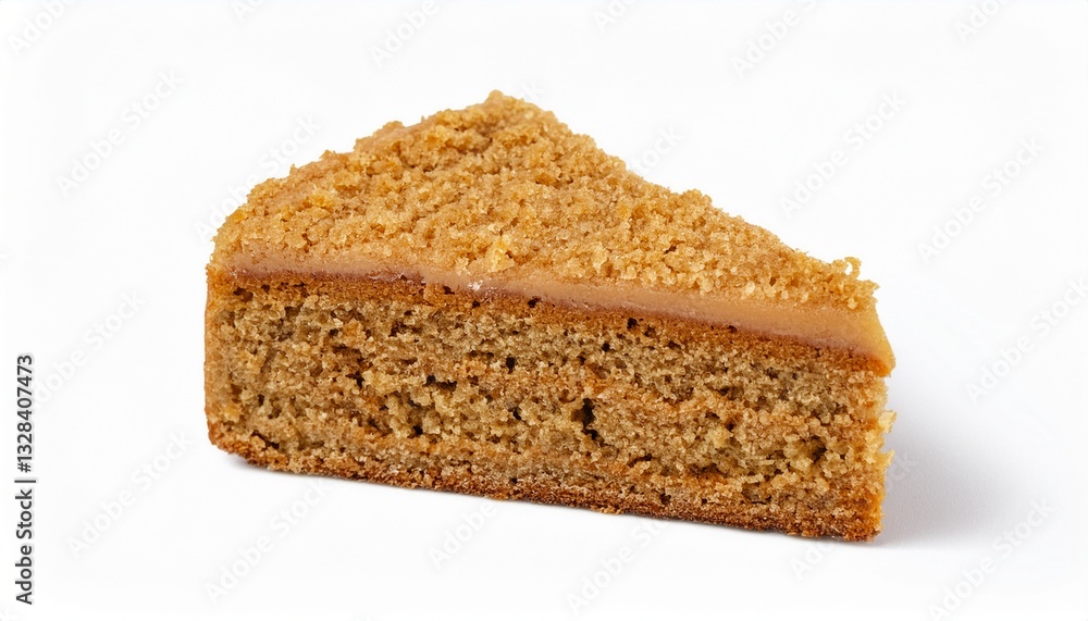 A slice of delicious crumb cake, topped with a sweet caramel glaze. Perfect for a teatime treat! A slice of delicious crumb cake, topped with a sweet caramel glaze. Perfect for a teatime treat!