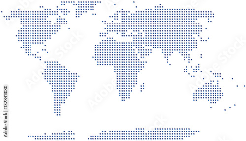 Fototapeta Naklejka Na Ścianę i Meble -  Simplified world map (Robinson projection) with blue square grid