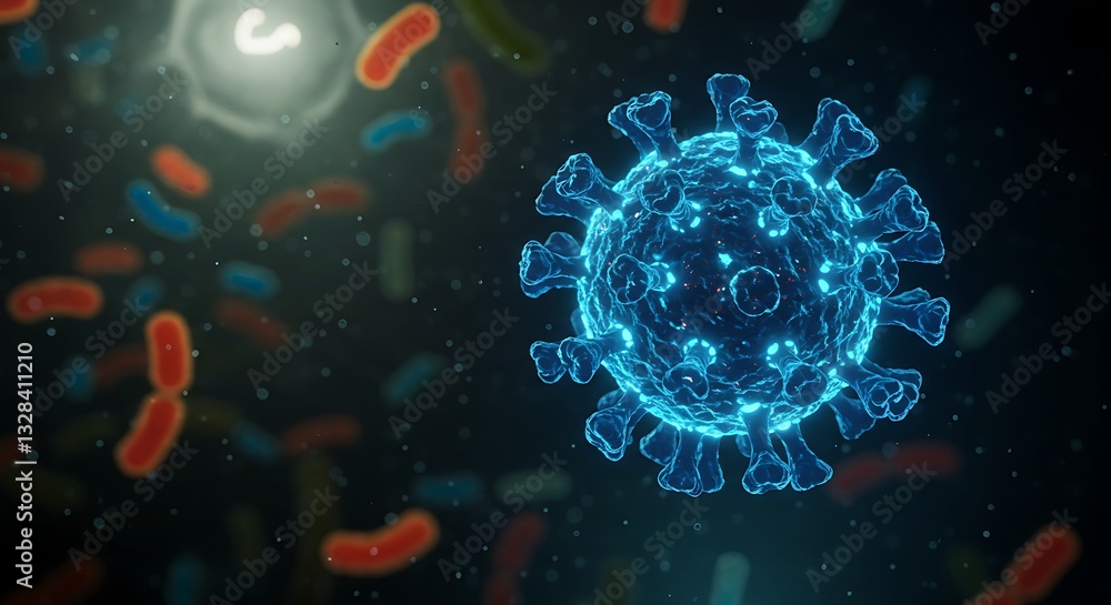 A bioluminescent 3D virus glowing in an underwater microbial world A bioluminescent 3D virus glowing in an underwater microbial world