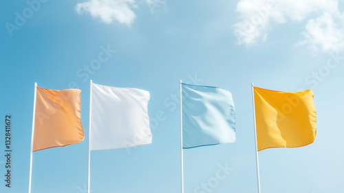 Colorful Flags Against Blue...