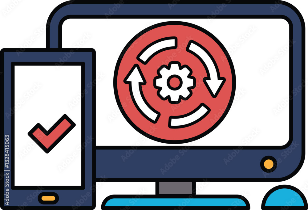 A computer monitor and a cell phone are displayed side by side A computer monitor and a cell phone are displayed side by side