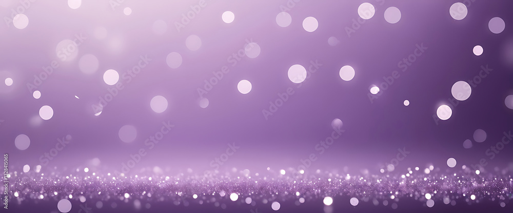 Obraz premium A lilac purple bokeh background with scattered glimmers, elegant and aesthetic. lilac, light, bokeh, purple, violet, soft, dreamy, abstract, flower, bright