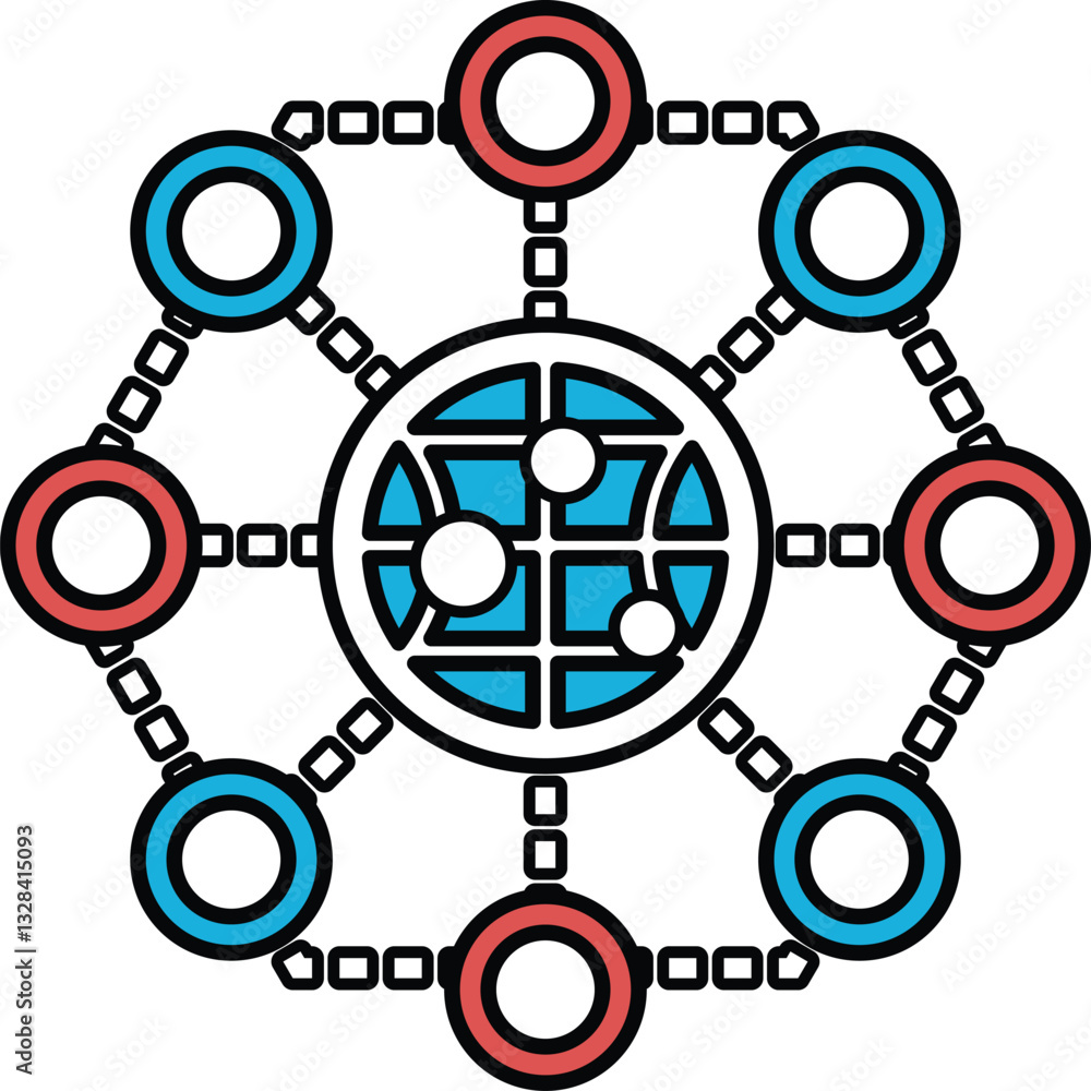 A graphic of a globe with many circles around it A graphic of a globe with many circles around it