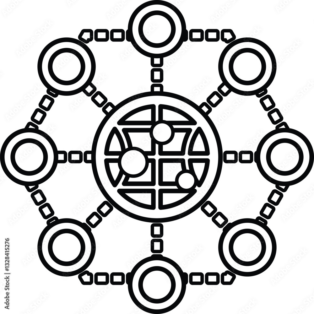 graphic of a globe with many circles around it graphic of a globe with many circles around it