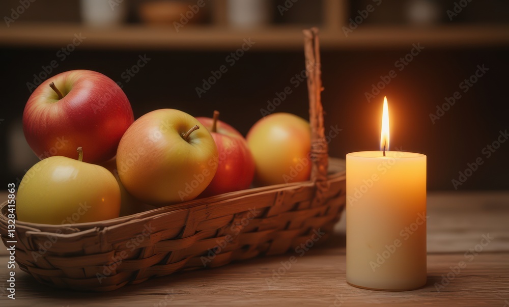 Apples and candle ambiance Apples and candle ambiance